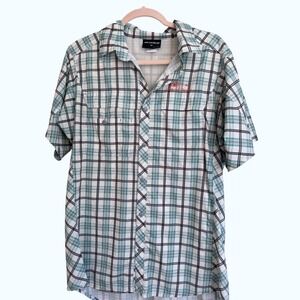 Performance Fishing Shirt Mens‎ M Plaid Vented Short Sleeve Grundens